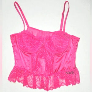 Sincerely Jules Pink Satin and Lace Corset Top